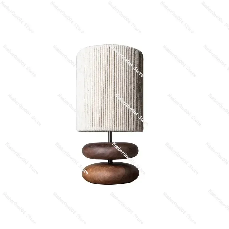 

solid wood table lamp, designer creative walnut color living room, study bedroom, bedside Japanese atmosphere