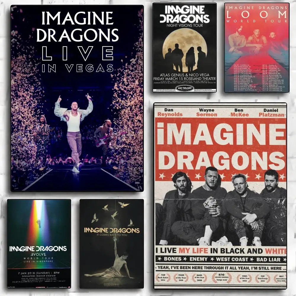 band I-Imagine Dragons-S Poster Minimalist Wall Sticker for Cafe Office Bar Home Decor and Gift