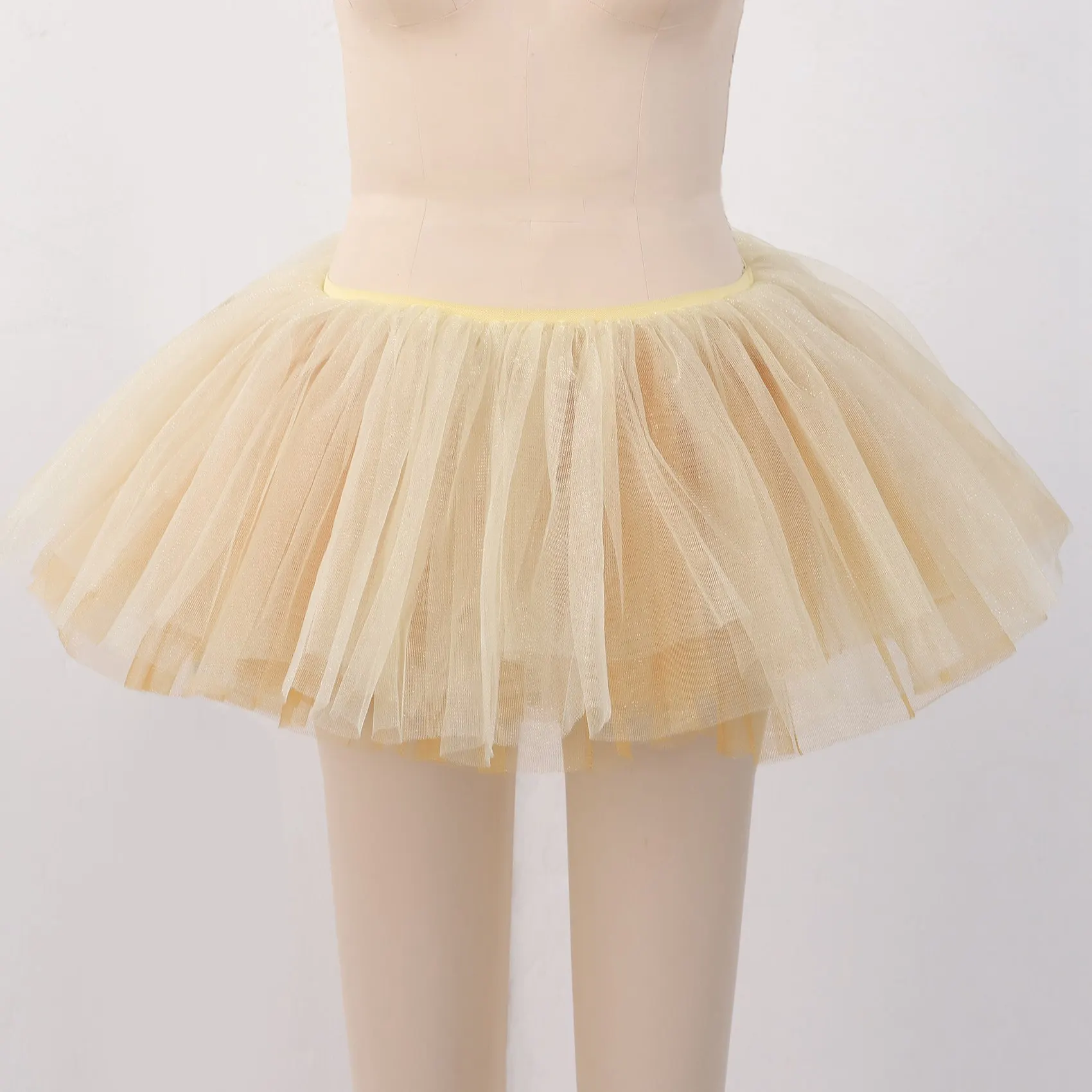 댄스 Tulle Tutu 여성 및 여아용 5 레이어 투투 무도회 의상, 카키색