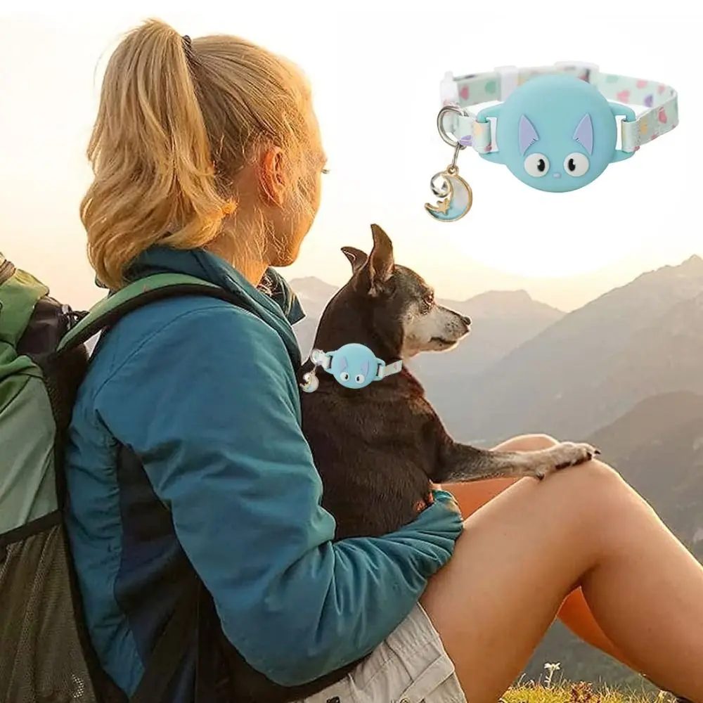 

Luminous Effect Cat Positioning Collar Safety Buckle Cat Pattern Cat Location Tracker Protective Cover Silicone