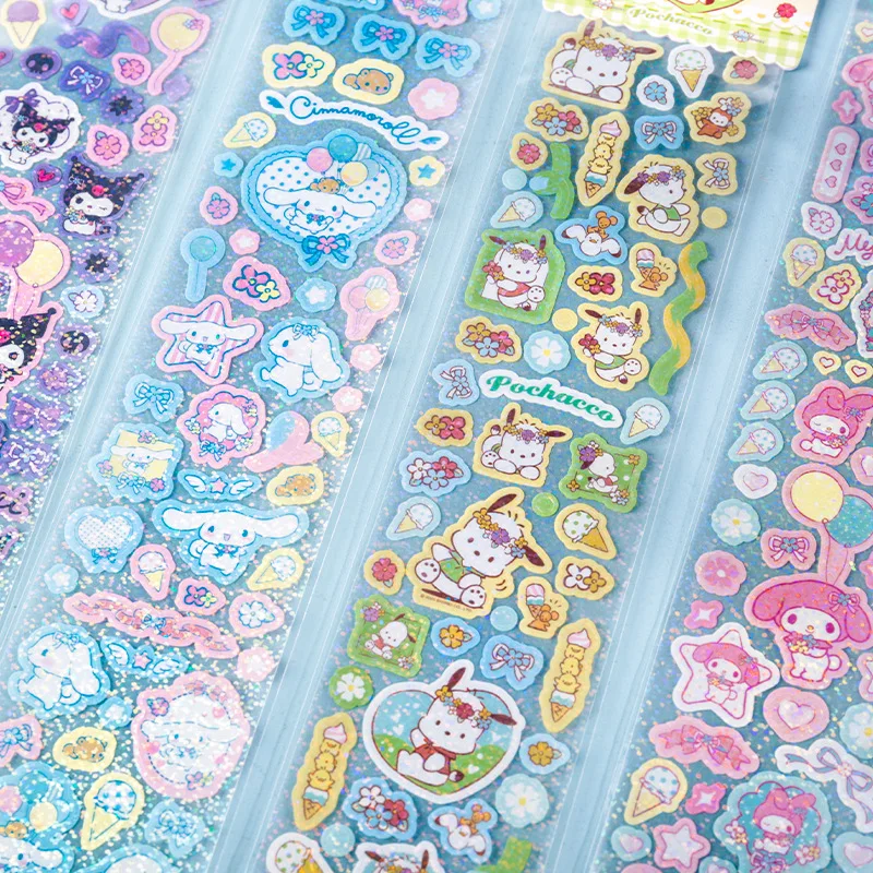 Imagem -02 - Sanrio Criativo Kuromi Melody Pet Adesivos Cute Diário Scrapbooking Etiqueta Papelaria Adesivo Material Escolar Presente 36 Pcs por Lote