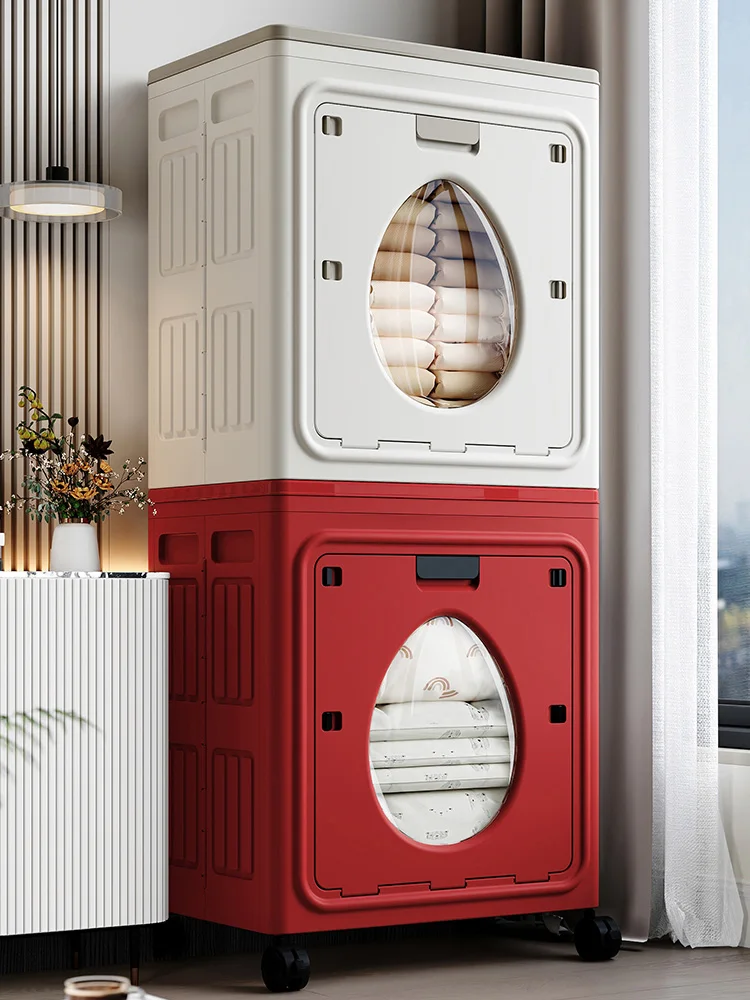 

Large Capaci Clothes Storage Box with Flip Cover And Wheels Home Use Organizer Box for Clothes Underwear Quilt Storage Cabinet