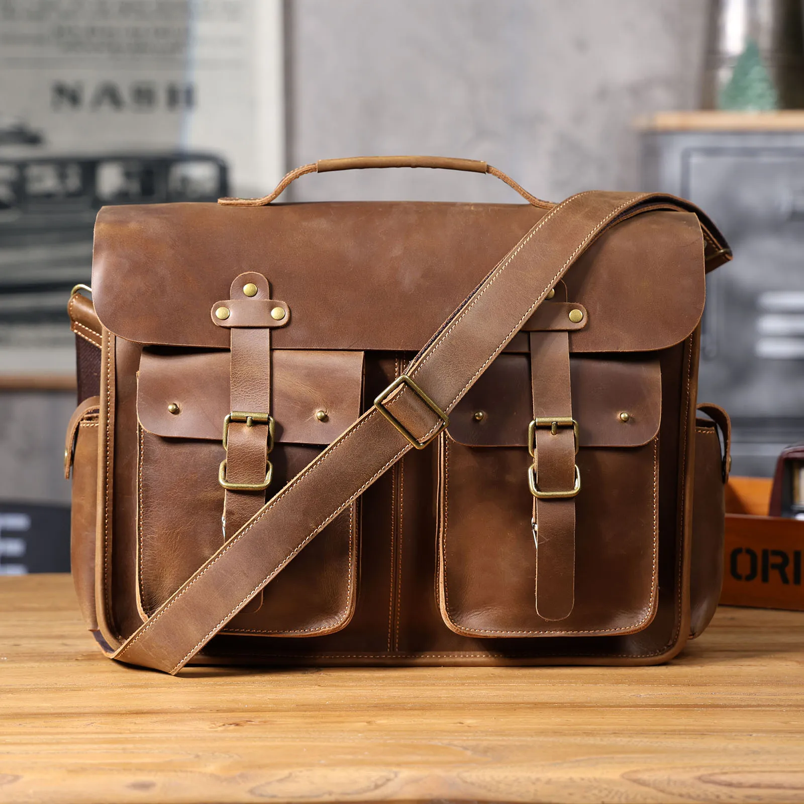 PNDME vintage ธุรกิจ Crazy Horse cowhide ผู้ชายกระเป๋าเอกสารความจุขนาดใหญ่ Designer handmade หรูหรากระเป๋าถือแล็ปท็อปหนังแท้