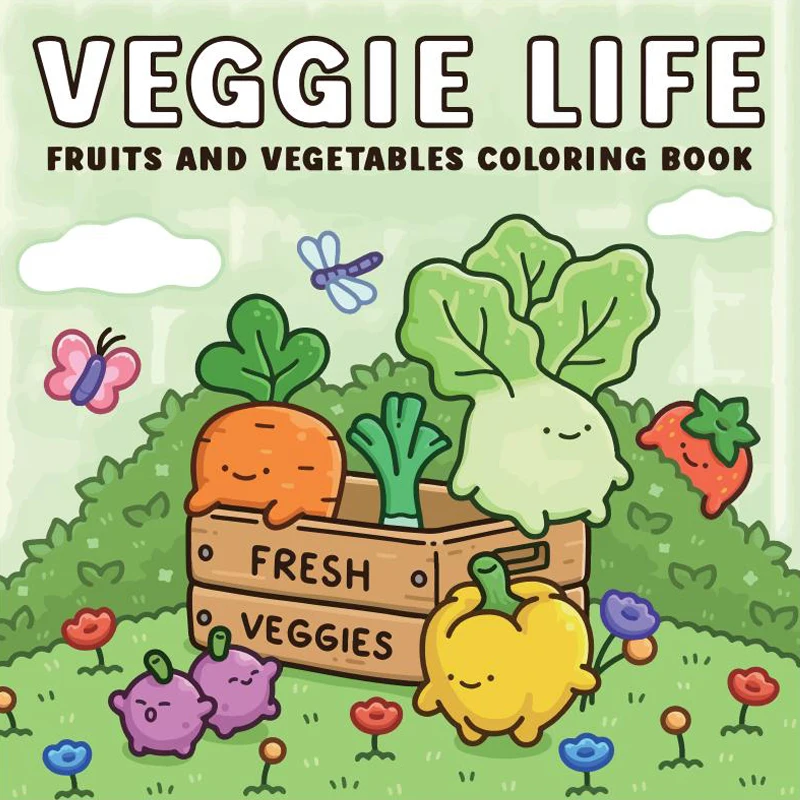 "Farm and Vegetables" coloring book: appreciate farm life, various vegetable illustrations, an ideal way to get close to nature.