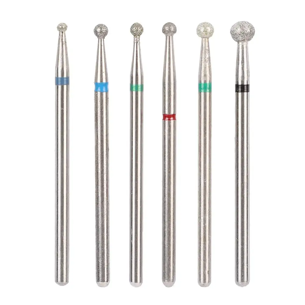 

6 Grits Diamond Nail Bit 3/32" Ball Shape Cuticle Drill Bit Safety Emery Sander Tips for Efile Nail Art Accessories