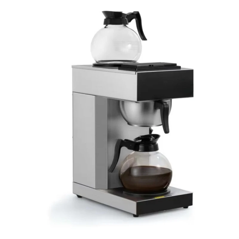 Automatic commercial espresso machine, stainless steel black, with water tank and heater function