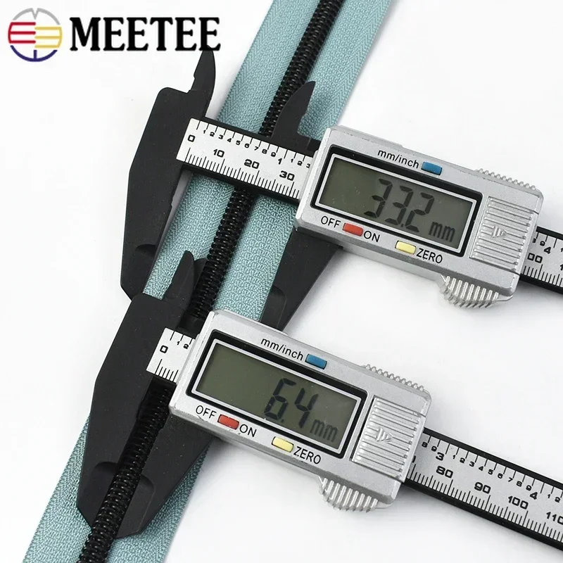 5/10/20M Meetee 5# Nylon Zippers Tapes Black Teeth Bag Decor Coil Zipper Clothes Closures Zip Repair Kit DIY Sewing Accessories