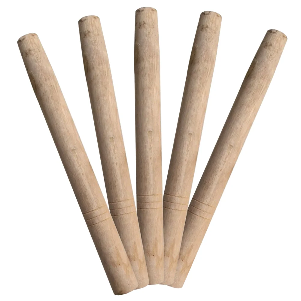 5 Pcs Round Wooden Stick Handles Solid Hammer Replacement Hoe Hardwood Tool