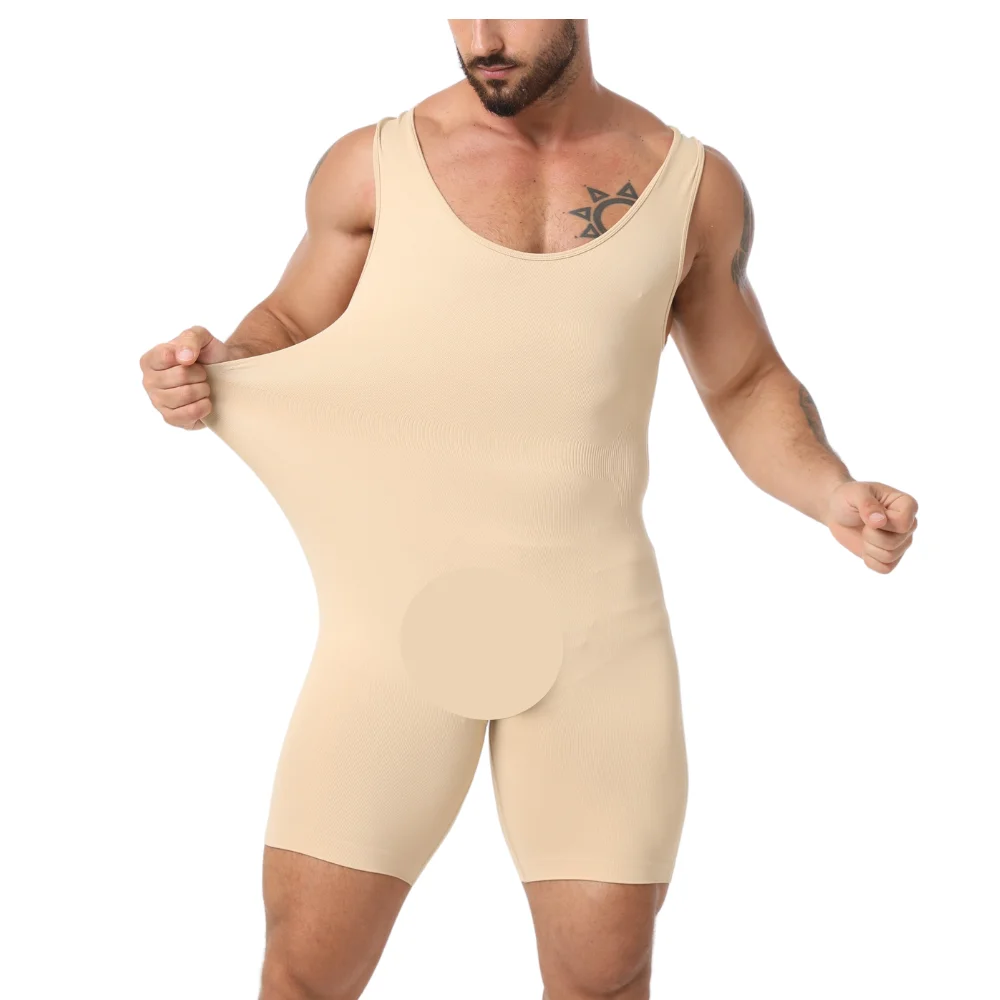 Men's Full Body Shaper Compression Bodysuit Tummy Control Slimming Shapewear Back Support Seamless Underwear For Men