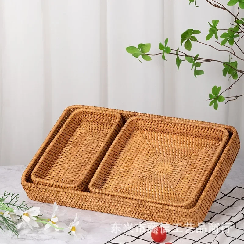 

Vine Woven Straw Storage Basket, Fruit Bread Basket, Desktop Cosmetics Storage Box, Storage Box