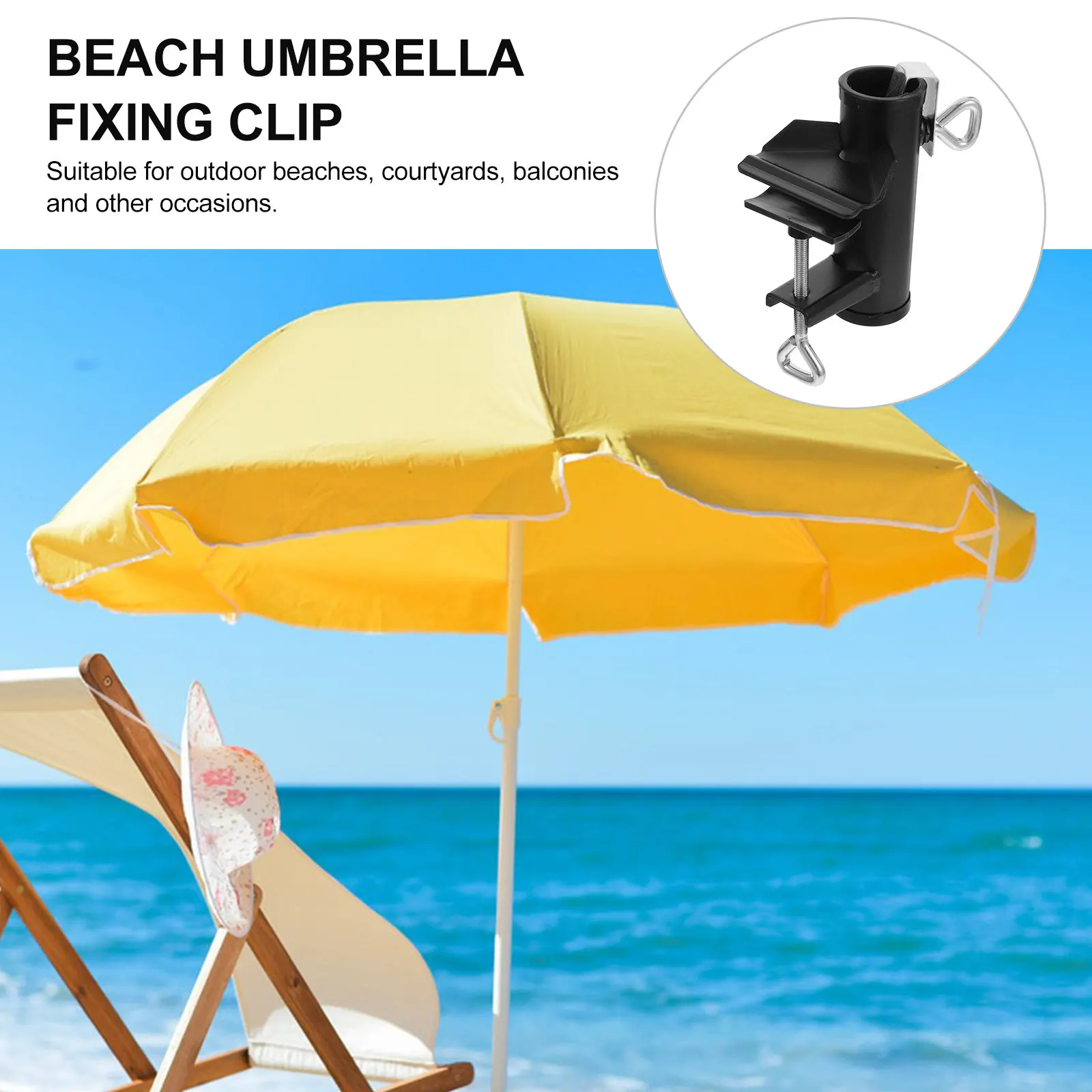 Versatile Iron Umbrella Clamp Stand Holder Adjustable for Various Pole Sizes Outdoor Umbrella Clip Mount for Patio Beach