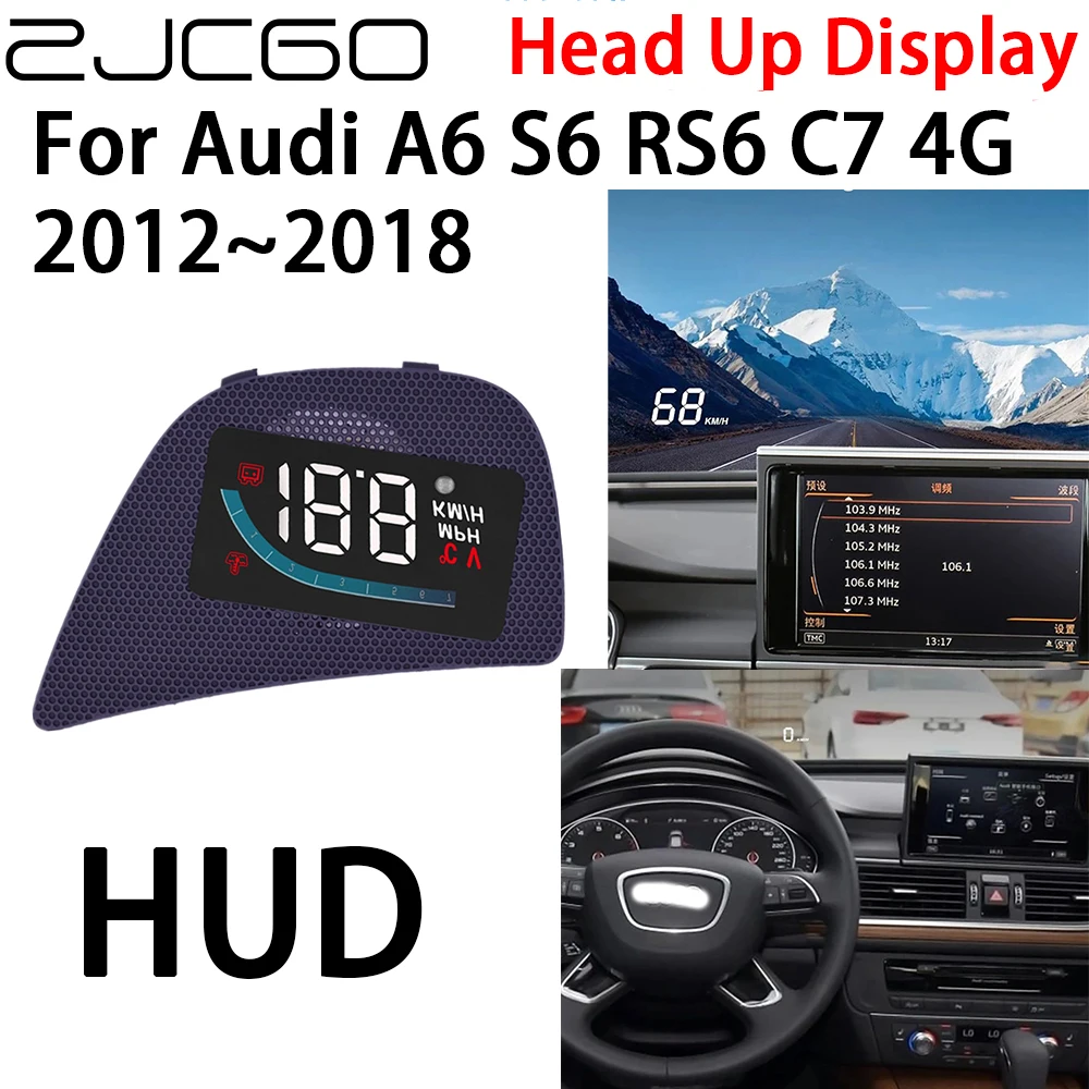 

ZJCGO Car HUD Head Up Display Speedometer Projector Alarm Electronic Accessories for Audi A6 S6 RS6 C7 4G 2012~2018