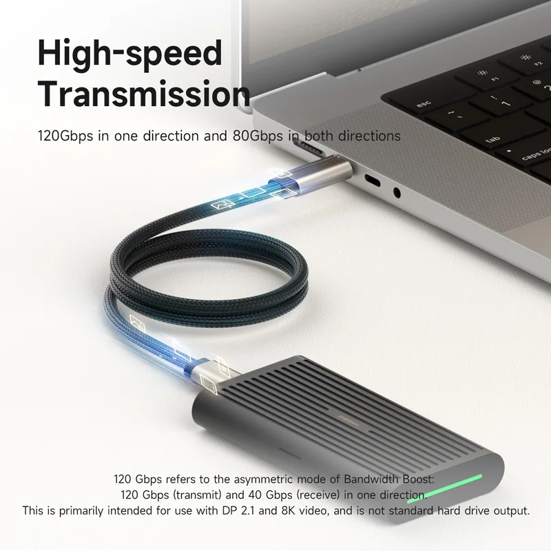 Hagibis TBT5 Cable Super Soft USB C Cable 120Gbps Bandwidth Boost 240W Charging 16K/8K Video Compatible with Thunderbolt 4