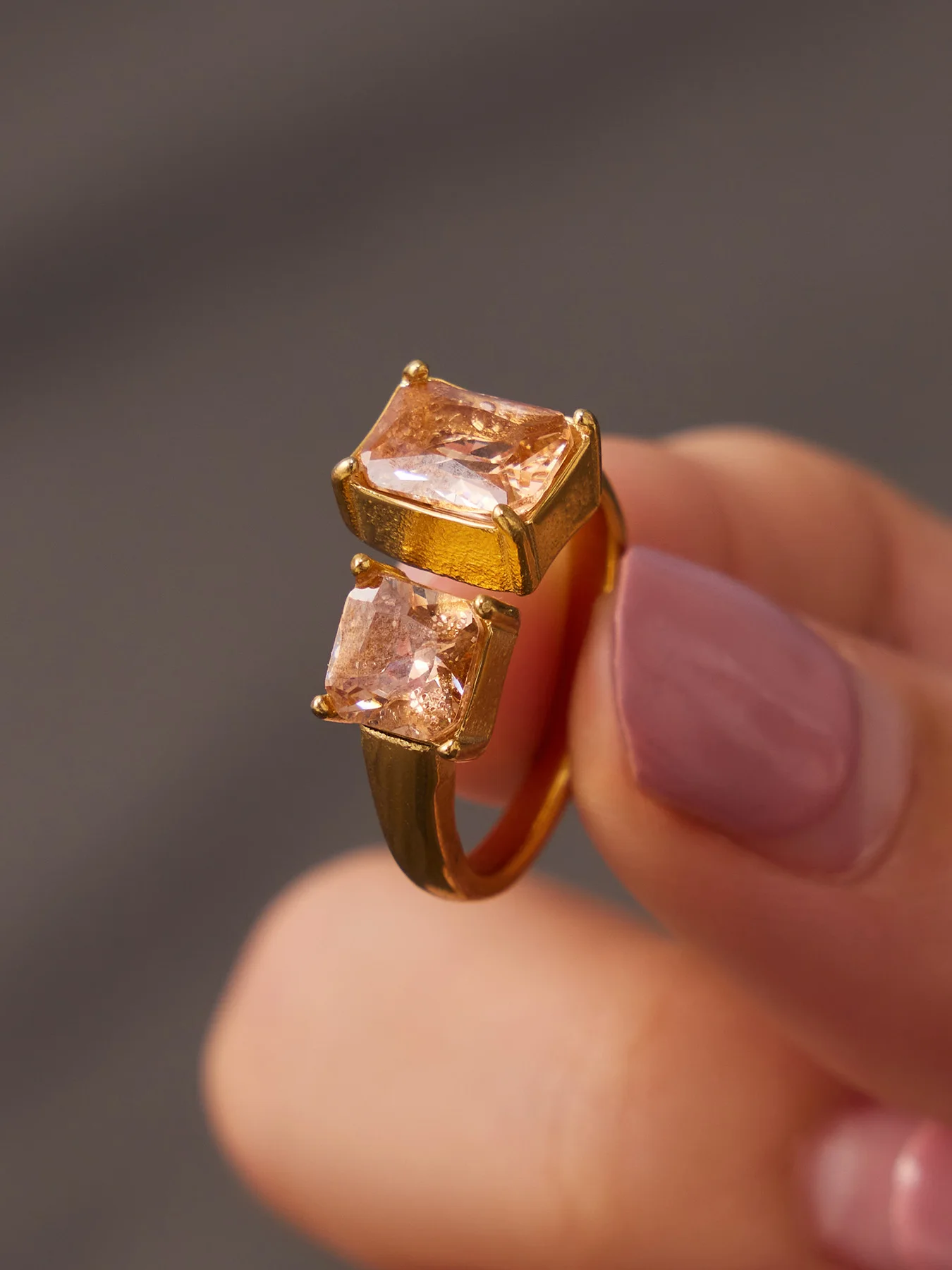 Schöne Quadratische Zirkonia Damenringe Edelstahl PVD Vergoldet Wasserfeste Offene Ringe für Damen Schmuck – Detail 7