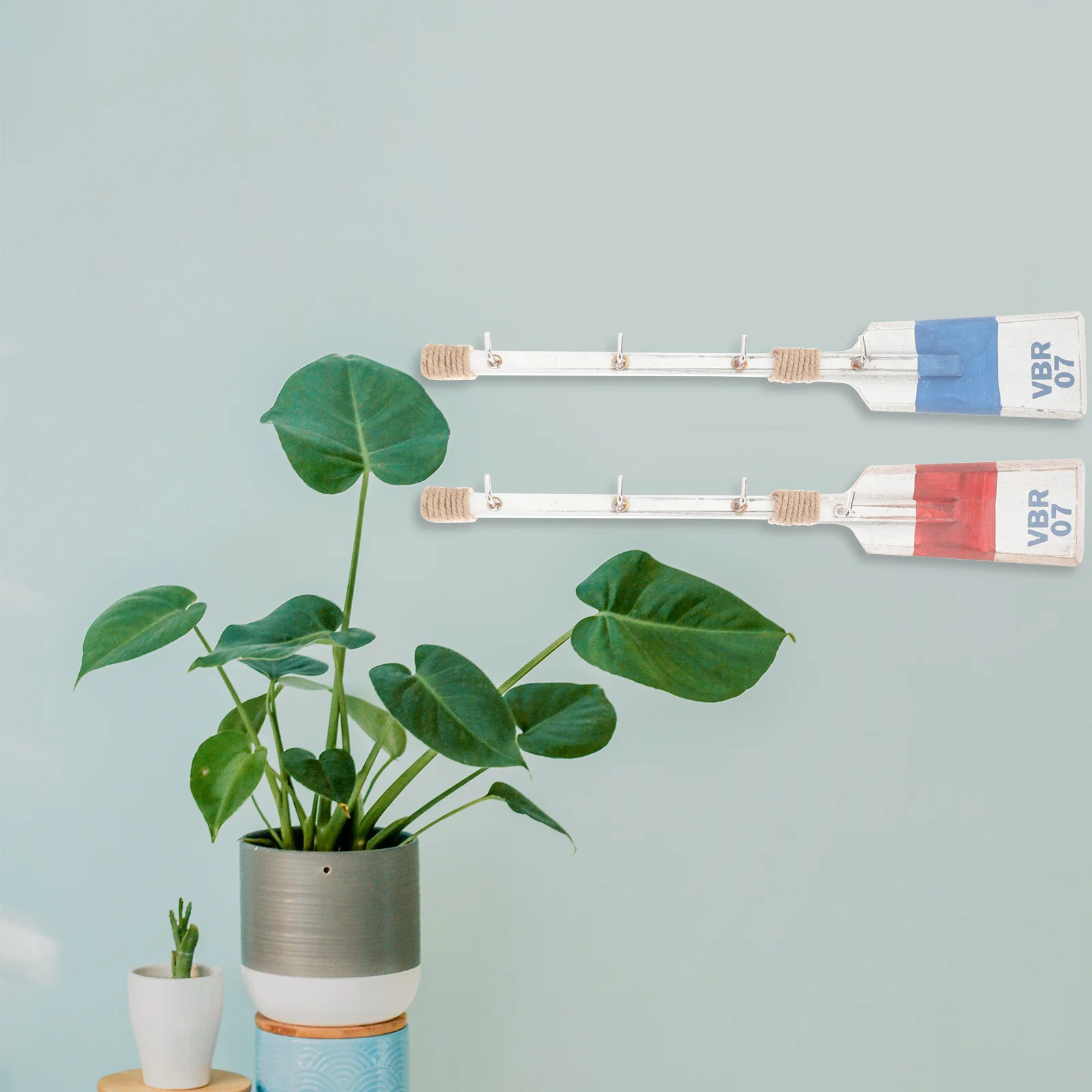 Ganchos de paleta de madera para baño, perchas montadas en la pared de estilo mediterráneo para almacenamiento de cocina, decoración para el hogar y la Oficina, 2 uds.