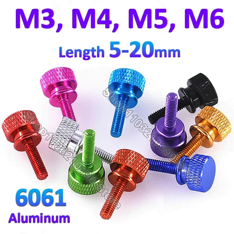 1Pc M3 M4 M5 M6 Aluminum Step Thumb Screw Computer Case Screw Knurled Hand Grip Knob Bolts Thumbscrews Anodized Colors L=5-20mm