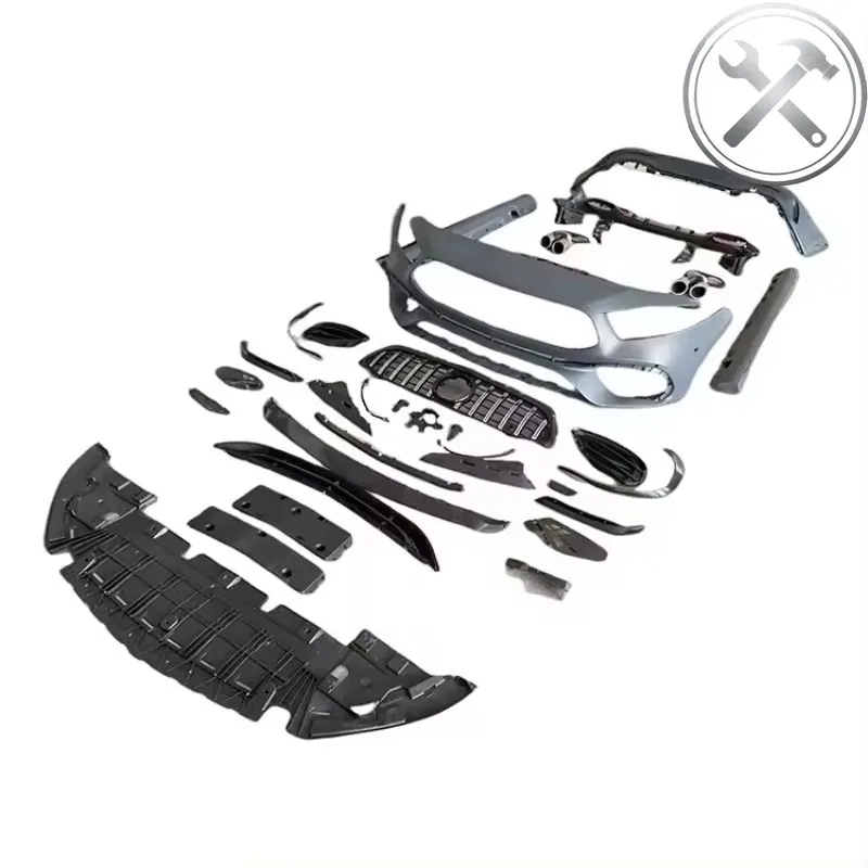 

Durable PP Plastic Full A45 Body Kit Front Bumper Rear Diffuser Exhaust Pipe Side Skirt For A Class W177 2019-2025