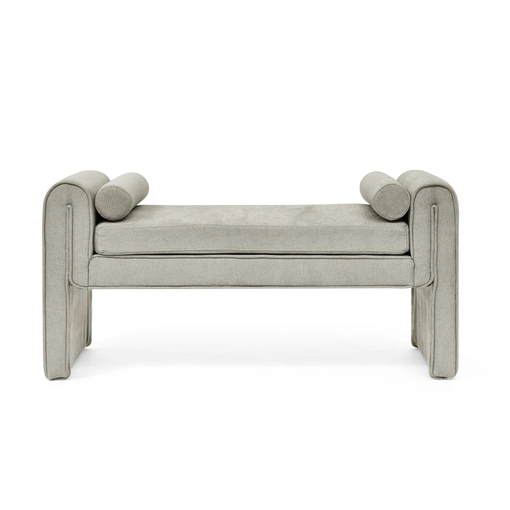 Tabouret de rangement en tissu de lin pour chambre à coucher, grand espace de rangement, 50.39 pouces, peut être utilisé pour le bout du lit, salon, gris