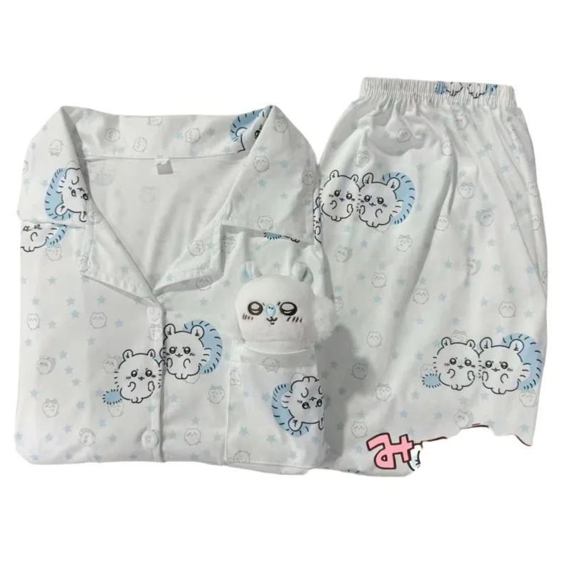 MINISO Chiikawa 2025 Momonga Pajamas أنثى الخريف جميل طويل الأكمام لطيف بنطلون أنيمي طالب Kawaii مجموعة ملابس المنزل جديد