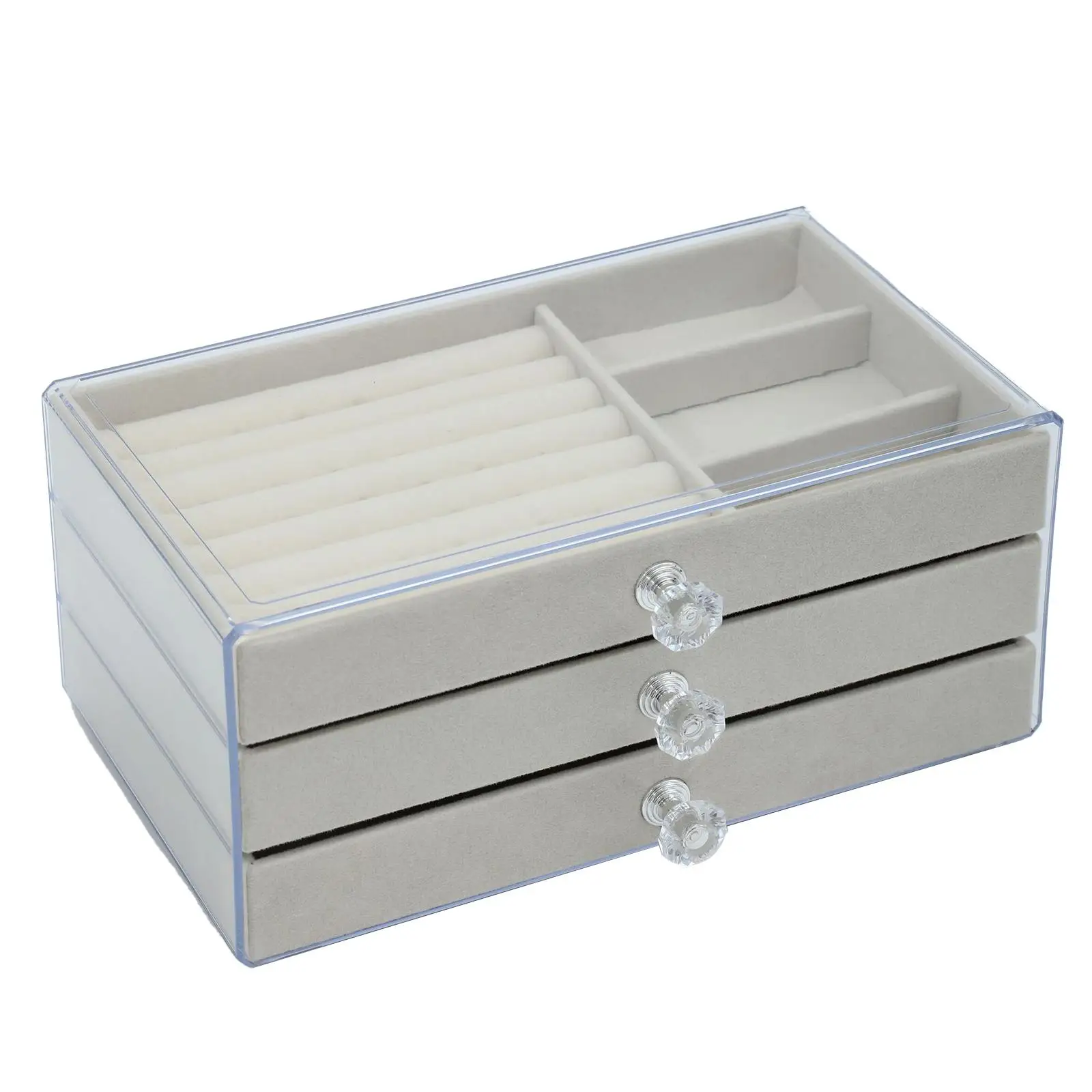 منظم مجوهرات مع أدراج 3 طبقات للخواتم والقلائد ودبابيس الإسورة #1