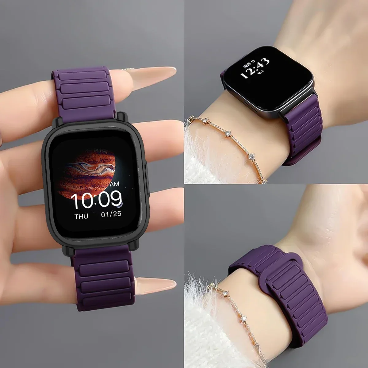 Custodia protettiva + cinturino in silicone per Xiaomi Redmi Watch 5 active/5 Lite Schermo a copertura totale TPU Guscio morbido e cinturino sportivo magnetico