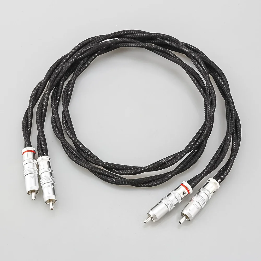 

Pair HIFI RCA Cables HI-End Silver Plated 2Core Twist RCA Interconnect Cable PEFT Phono Black sleeving