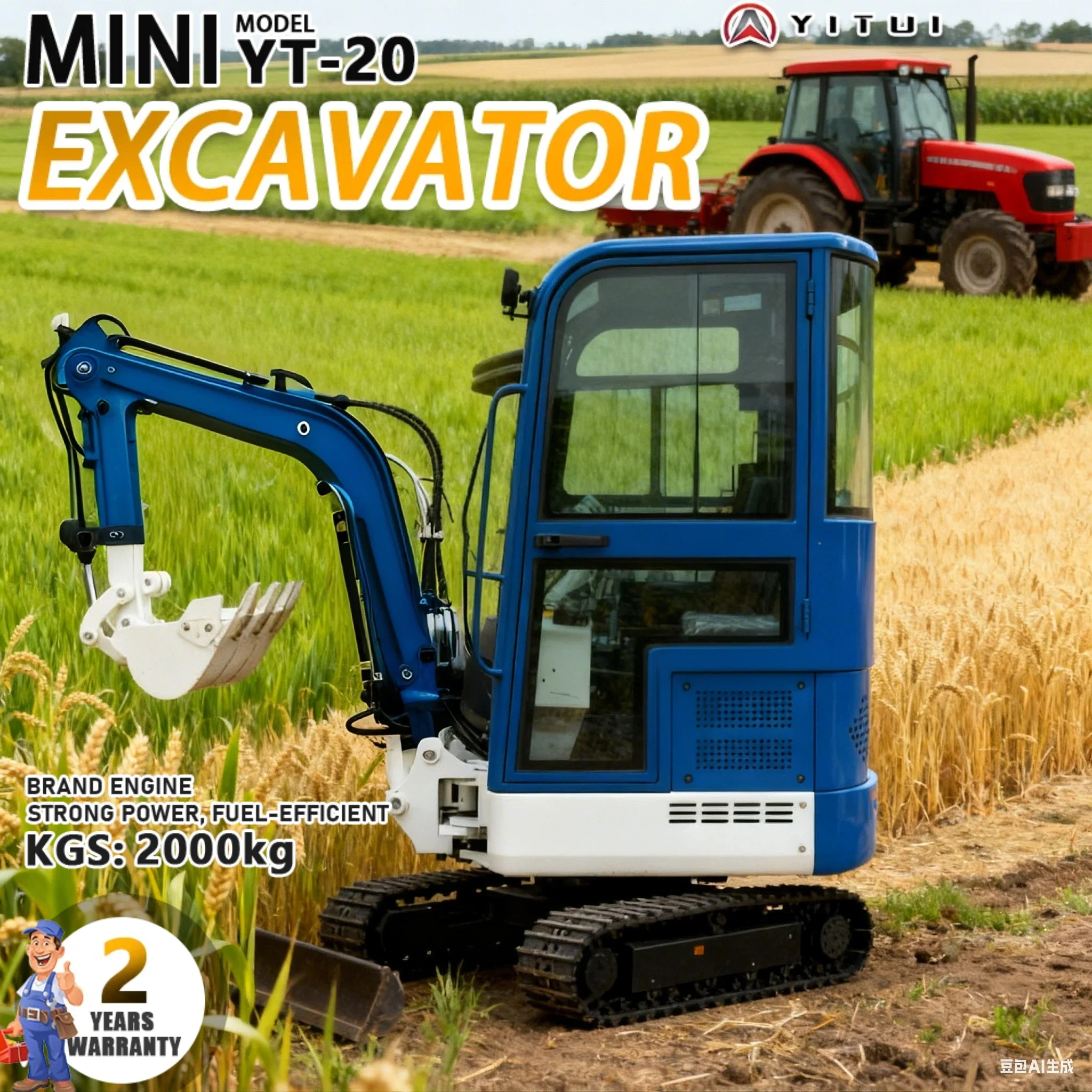 

Hydraulic Crawler Garden Digger Mini Excavator 2000kg Multifunctional Bagger Manufacturer Cheap New Crawler Excavator Customized