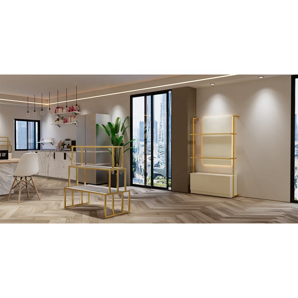 Custom.Custom.Custom.Luxury Design Tischplatte Display Schuhe Custom Bag Display Racks Gold Display Regale für Einzelhandel Schuhe Store