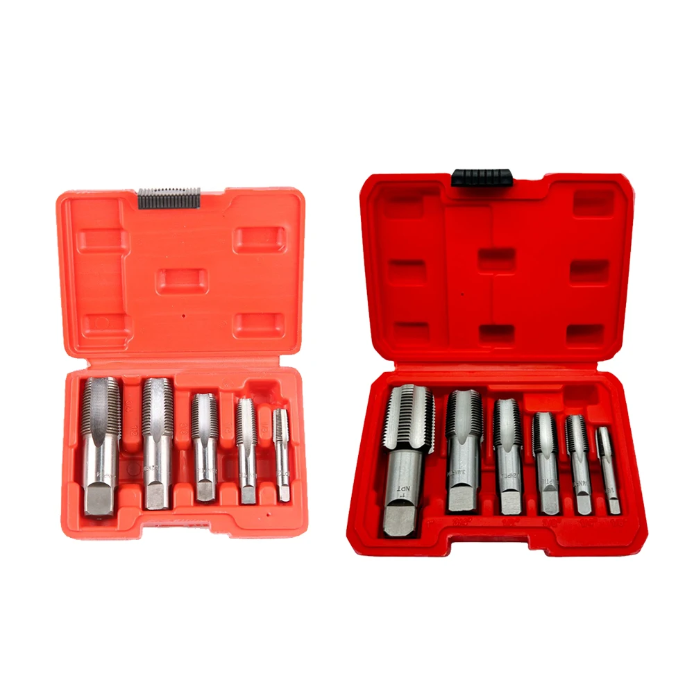 5/6 Pcs NPT Pipe Tap Set 3/4 1/2 3/8 1/4 1/8 1 inch Threading Plumbing NPT Tap Set with Storage Case Thread Tapping Tool Kit