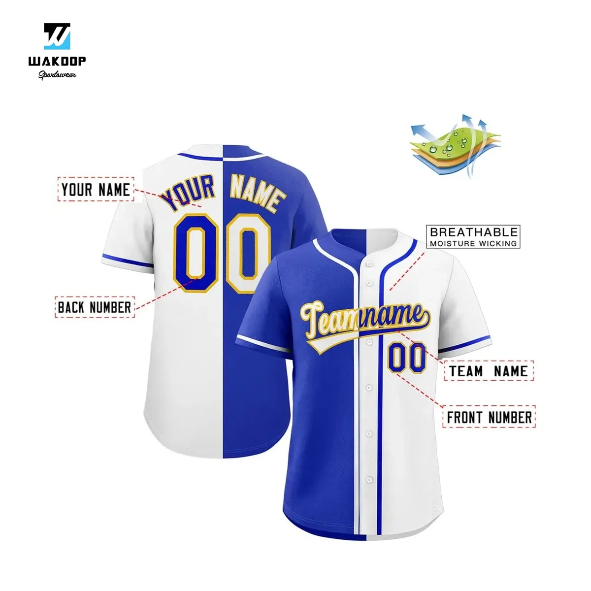 Baseball Custom Jerseys Split Baseball Jersey Button Down Shirt Sports Personalized Printed Name Number Logo For Men/Women/Kid