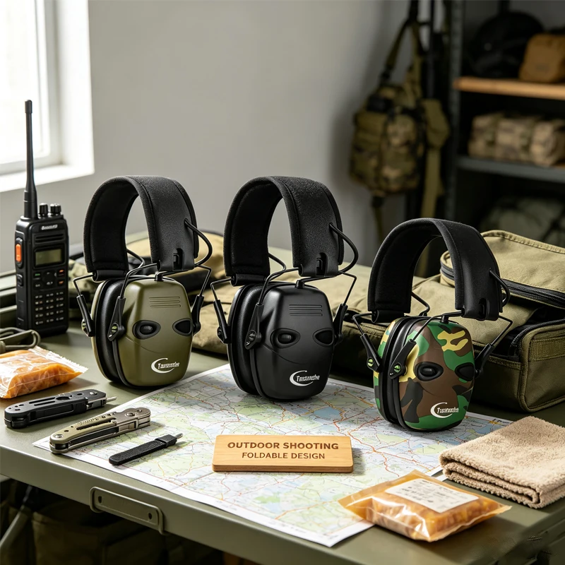 Tactical Electronic Shooting Earmuff Case Anti-noise Headphone Sound Amplification Hearing Protection Headset Foldable Earmuffs
