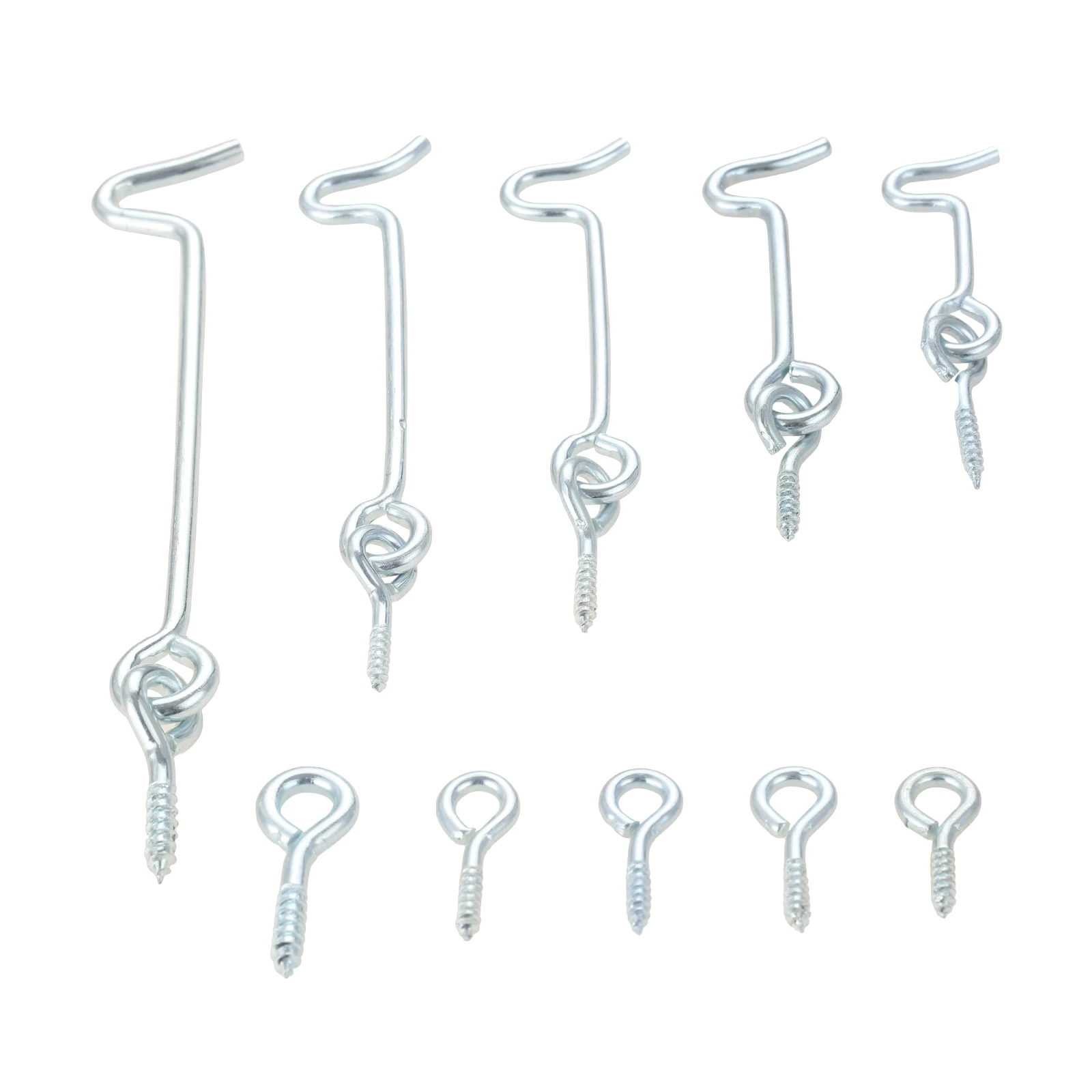 10Pcs Cabin Hook and Eye Latch Lock Gate Door Swivel Sliding Barn Window Door Hook with Mounting Screws 1.5/2/2/2.5/3/4 Inches