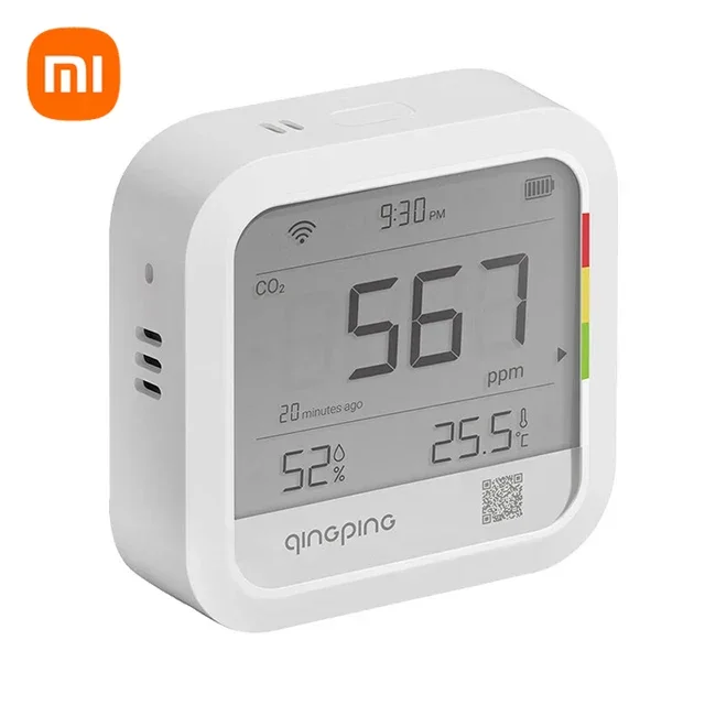 Xiaomi Qingping Carbon Dioxide Detector Small-scale Thermometer Hygrometer Indoor Household Mini WIFI Time Digital LCD Display