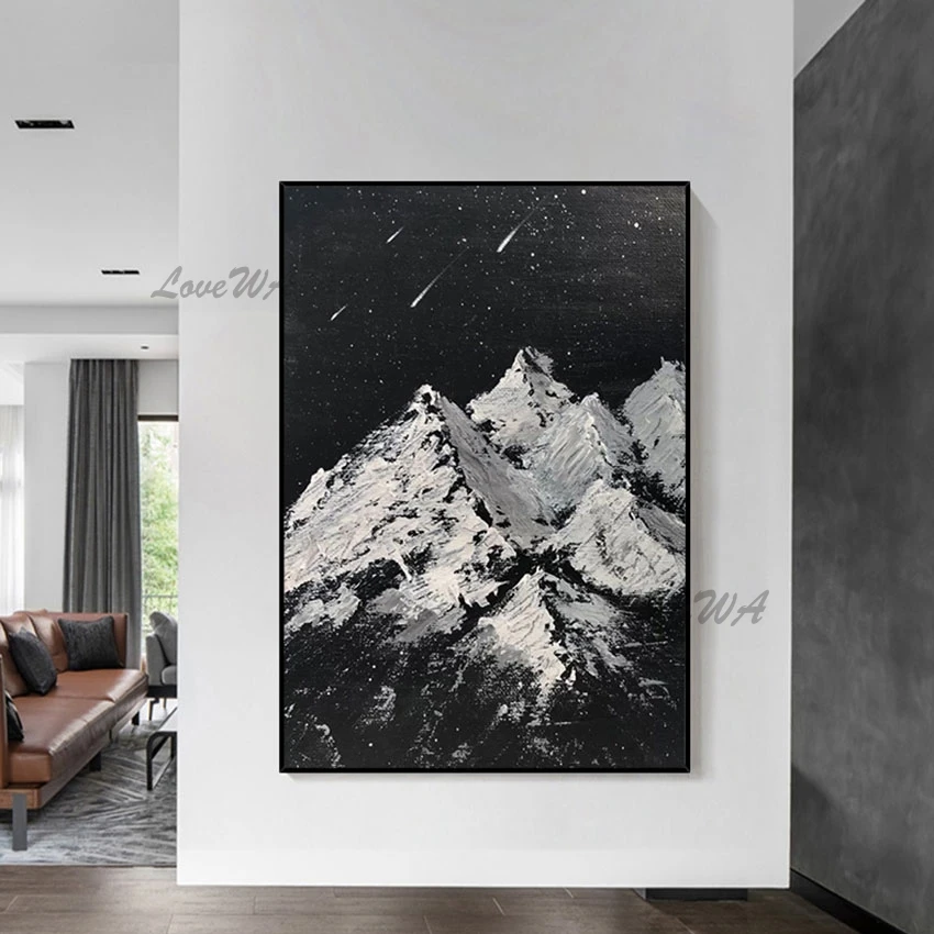 

Shooting Star Abstract Canvas Art Hand-painted Natural Pictures Unframed Artwork High Mountain Beautiful Scenery Wall Painting