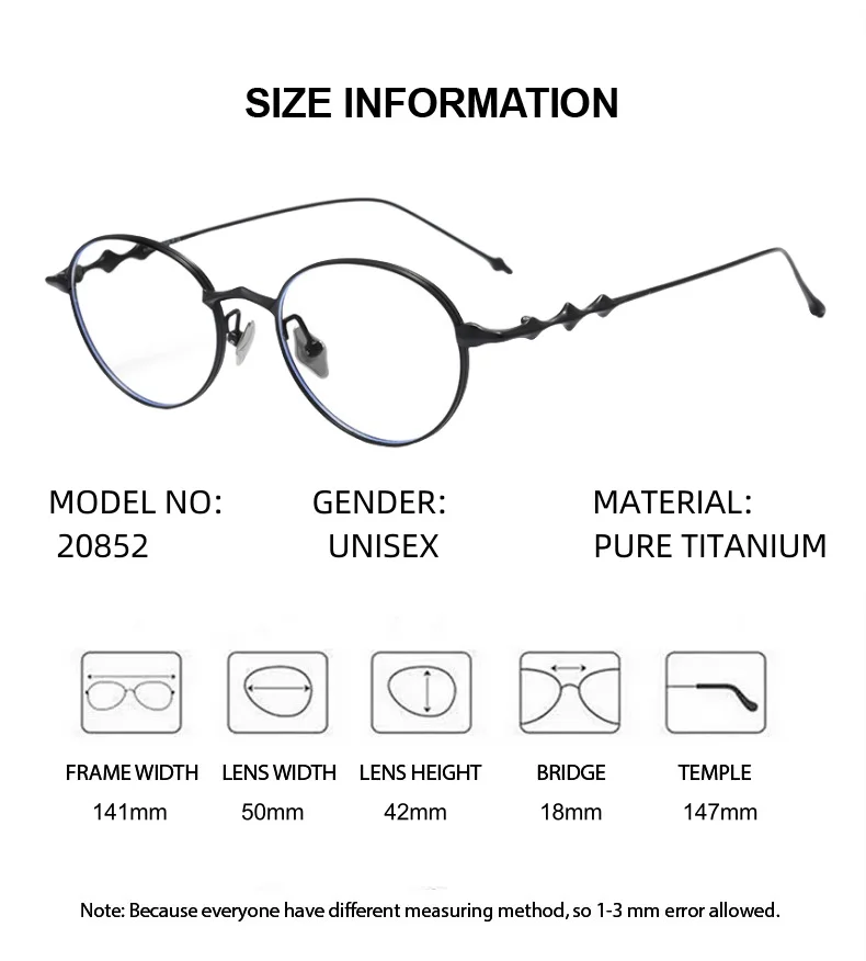 ELECCION النظارات الطبية خفيفة للغاية التيتانيوم النقي النظارات البصرية الرجال نظارات نسائية إطار قصر النظر ناقص عدسة اللونية