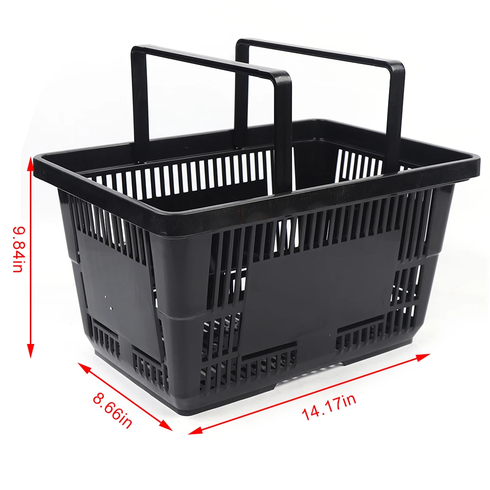 12 Pack Plastic Shopping Basket Invisible Handle Design 480*330*260mm Stackable
