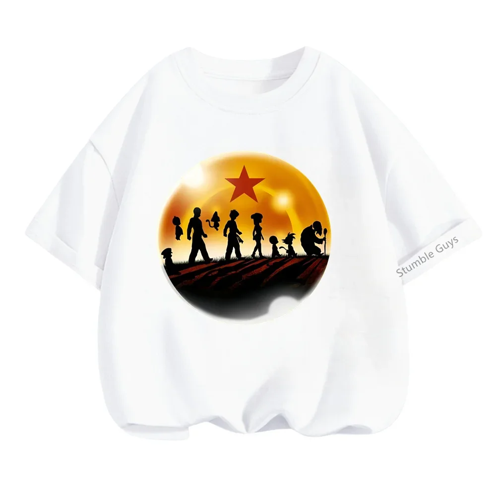 2024 New Summer Dragon Ball Tshirt Kids Boys Anime Tops Teen Goku T-shirt  Boys Girls Casual Ages 3-14 Children's Clothes