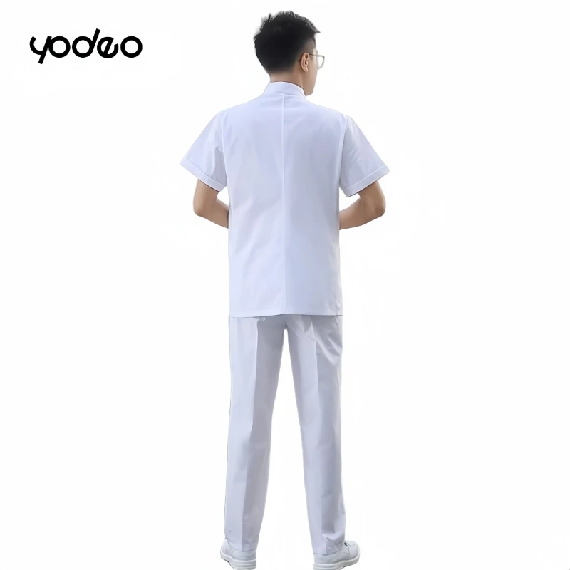 Medical students white lab coat long sleeved men stand collar medical nurse clothes oral dentist split type working clothes