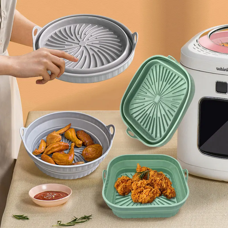 Faltbare Air Fryer Silikon Liner Ofen Backform Topf Lebensmittel ist sicher und wiederverwendbar Air Fryer Zubehör, Küche Backen