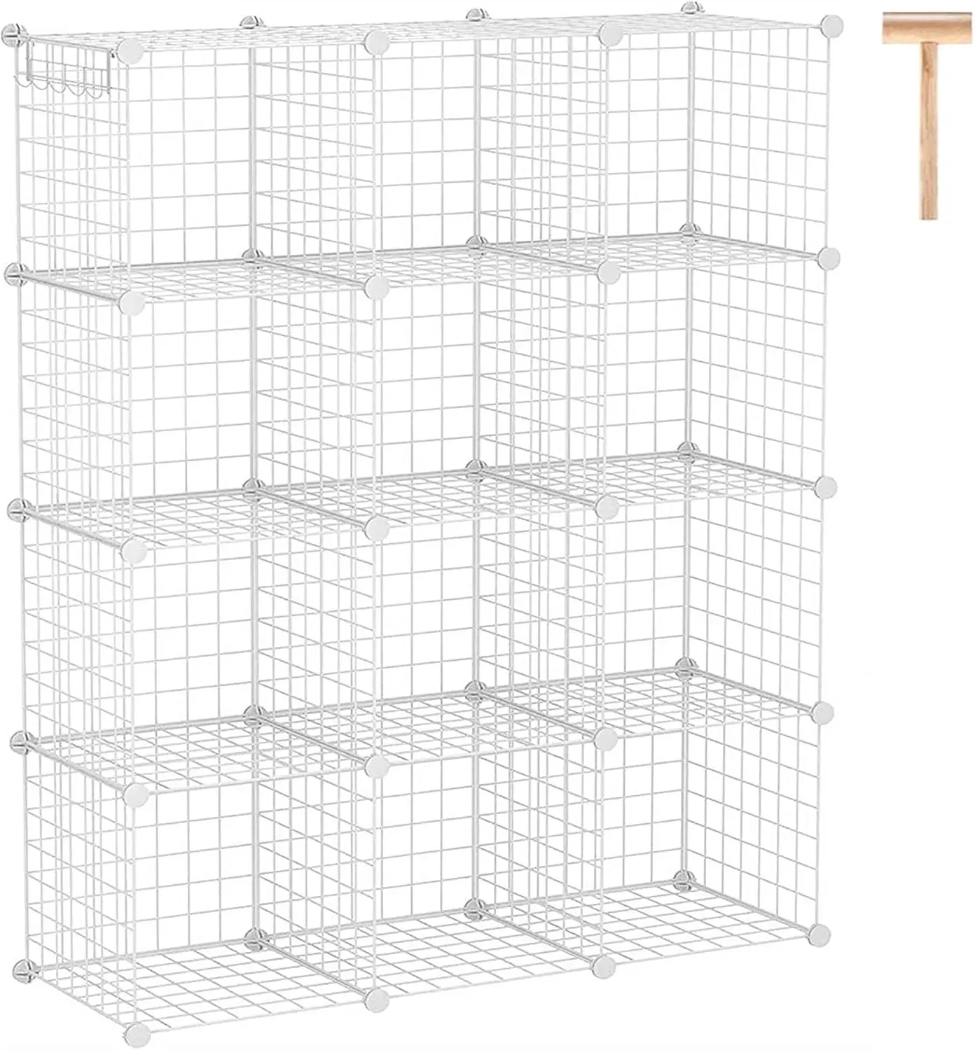 

12-Cube Metal Storage Organizer, Modular Wire Shelving for Bedroom Office, White 36.6"L x 12.4"W x 48.4"H