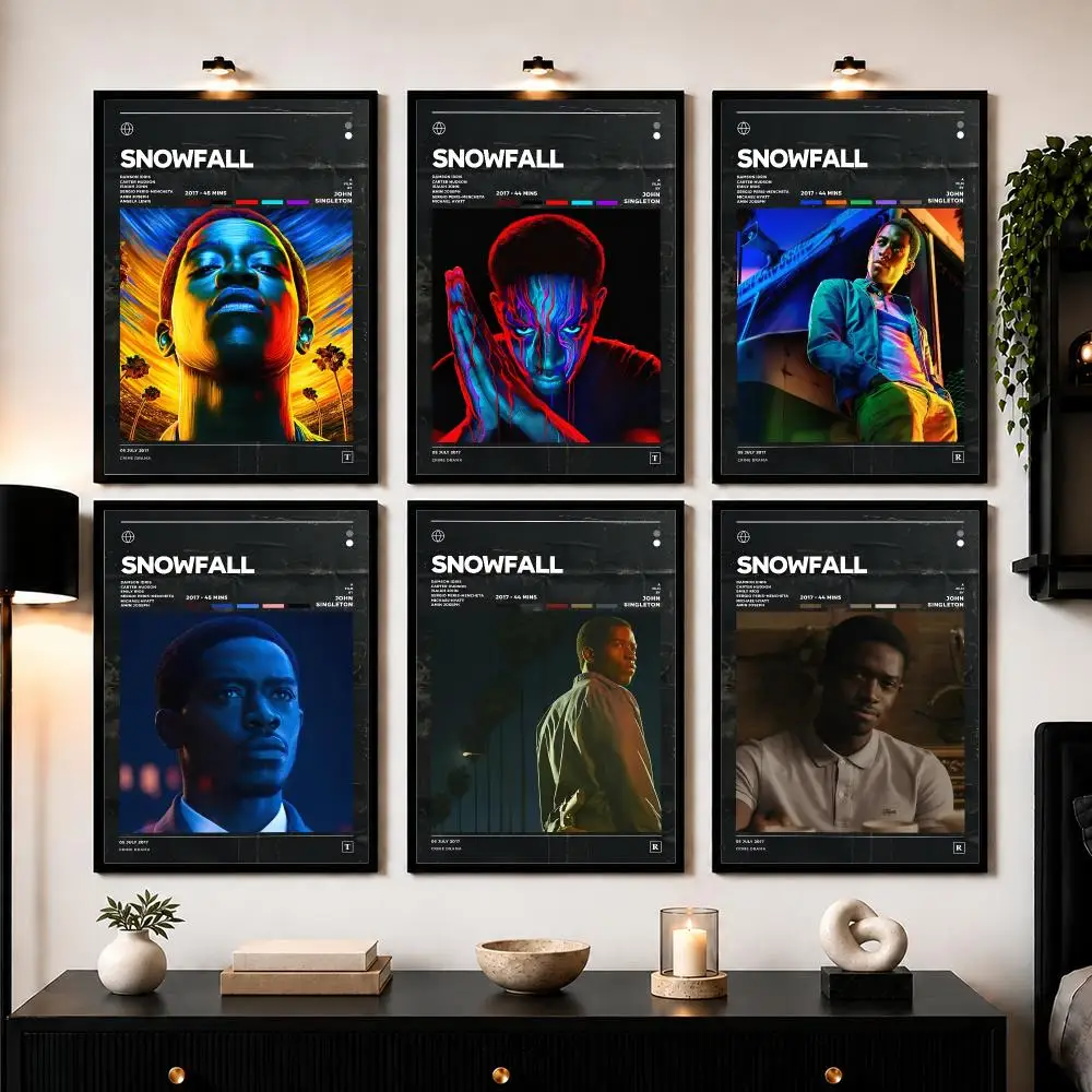 Popular TV Series S-Snowfall Poster Wall Art Print Sticker for Bedroom Living Room Dorm Office Modern Home Decor