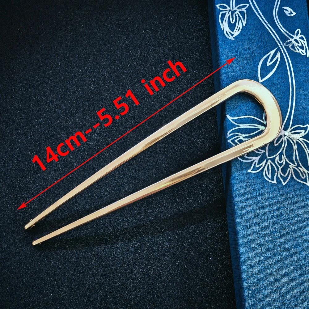 U-förmige Haargabel, elegante goldfarbene Legierung, langer dicker Haarstab für Hochsteckfrisuren, französische Haarspange, Haar-Accessoires für Damen und Mädchen, Geschenke – Detail 1