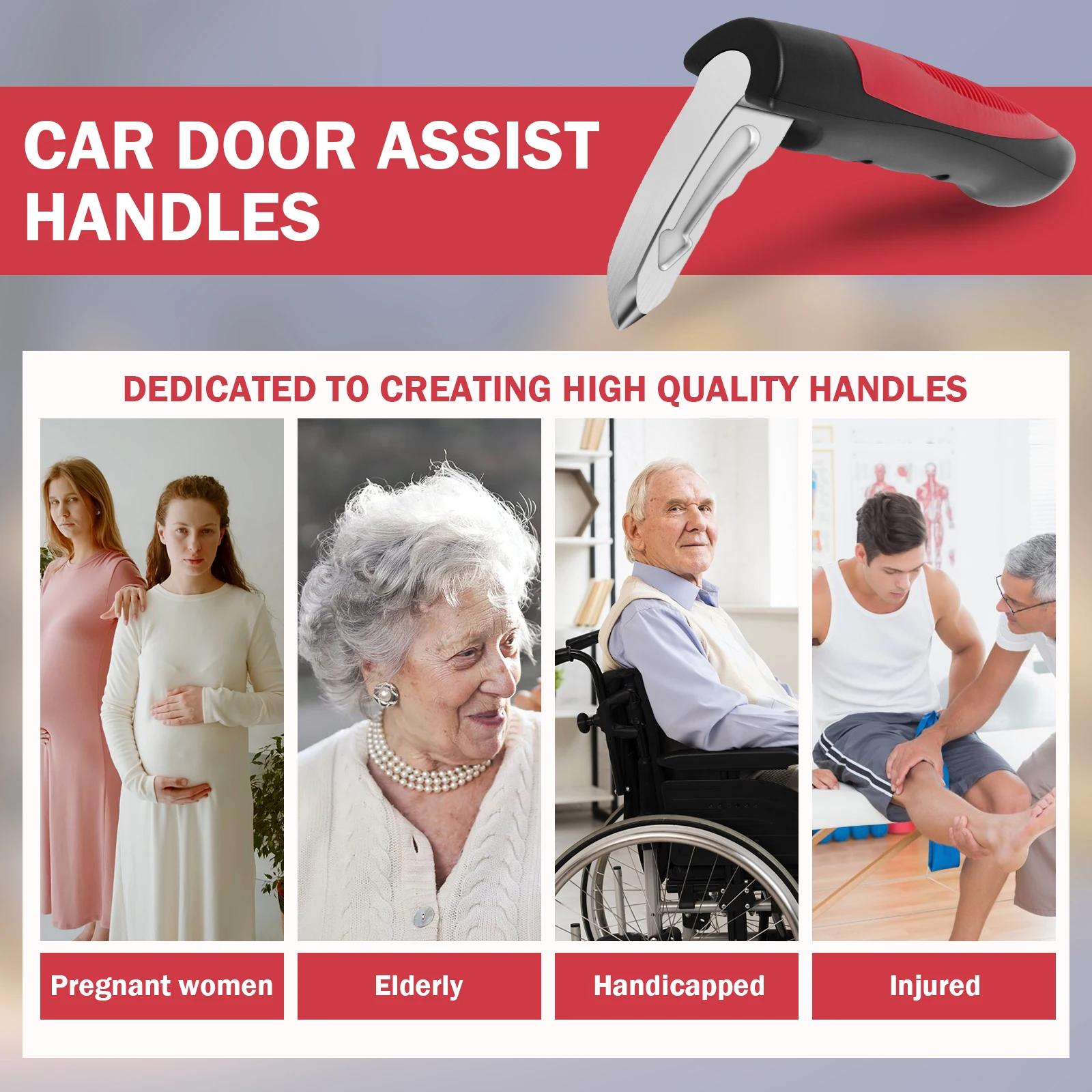 2Pcs Car Door Handle for Elderly Car Assist Support Handle Multifunction Car Door Latch Handle for Seniors and Handicapped