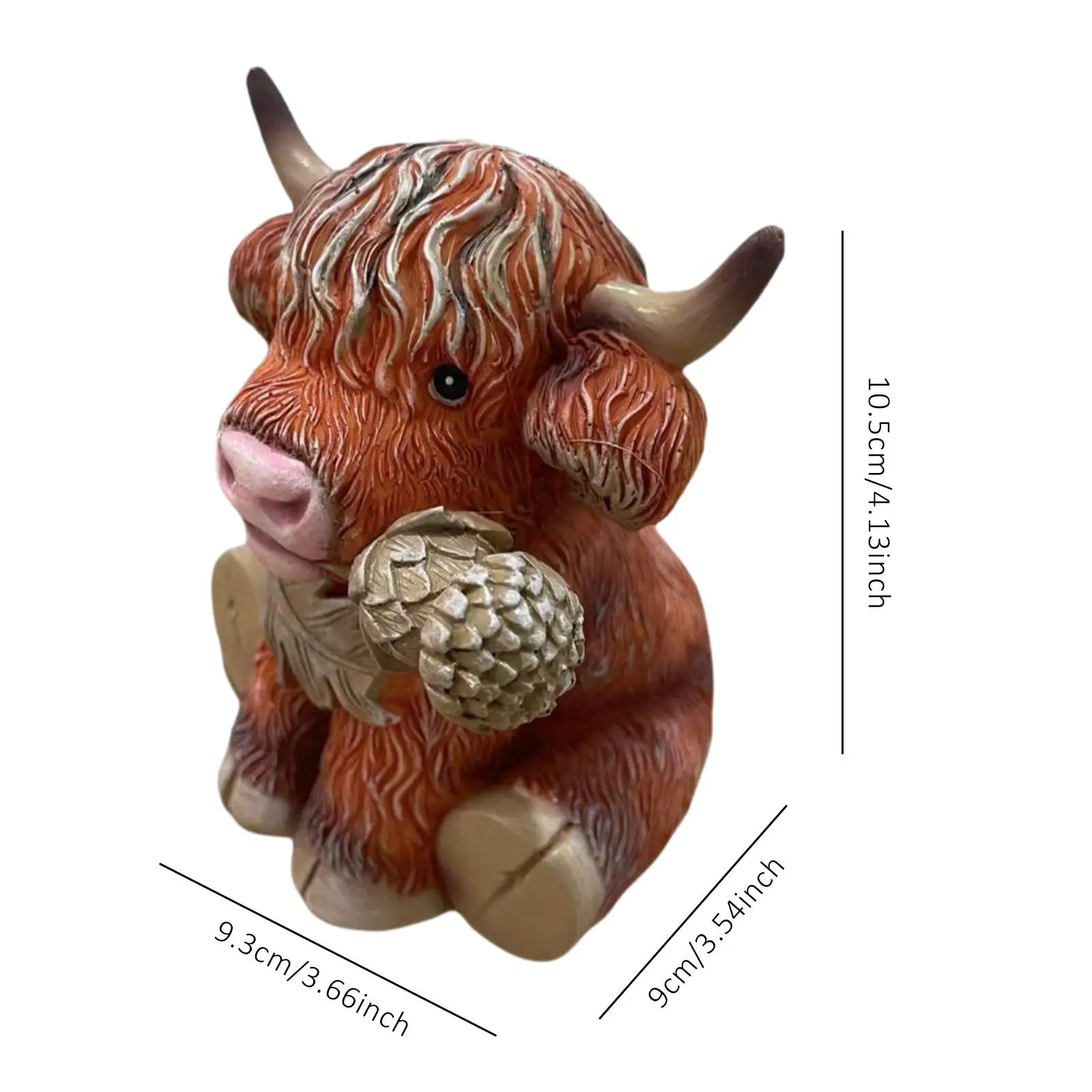 واقعية المرتفعات البقرة تمثال الحرف اليدوية دمية محاكاة الحرف سطح المكتب