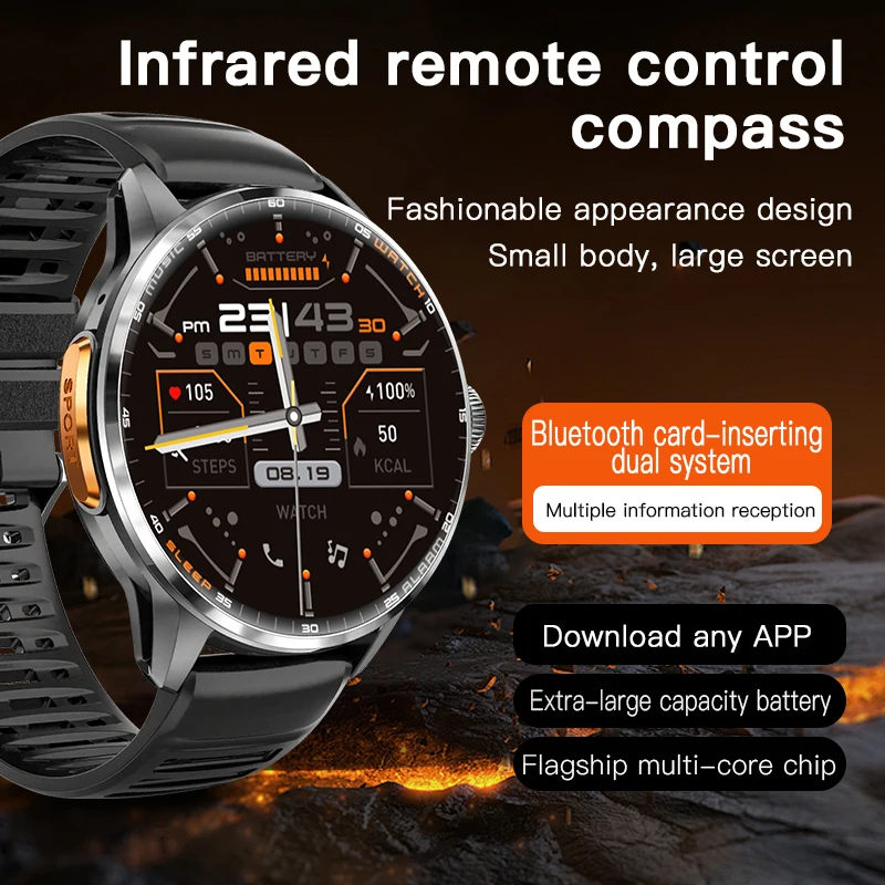 H100 Global Smart Watch Android 8.1 OS 5G LTEGlobal Call4GB+32GB Rotary Cam era GP-S WI-FI Bluetooth Outdoor Smartwatch Compass view 2