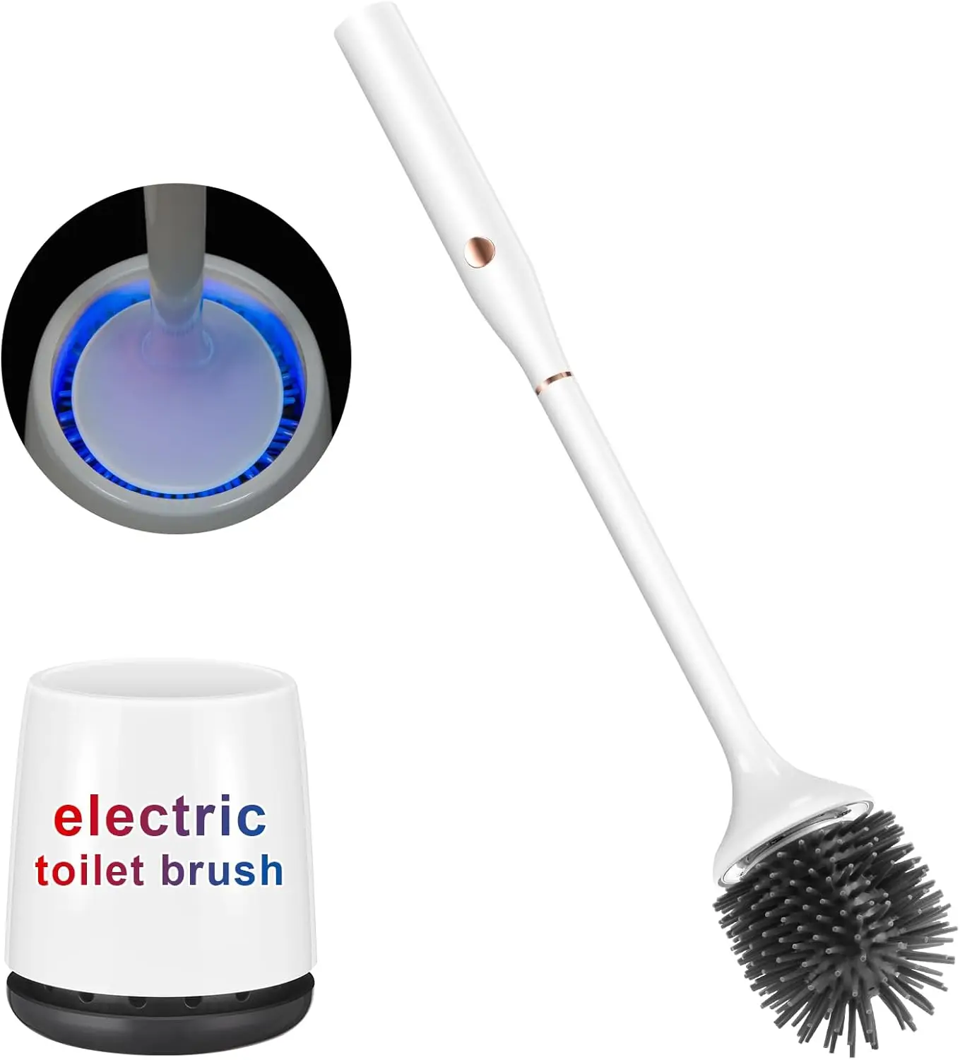 

Electric Toilet Brush and Holder Set,Toilet Bowl Brush,WirelElectric Spin Scrubber,with Silicone