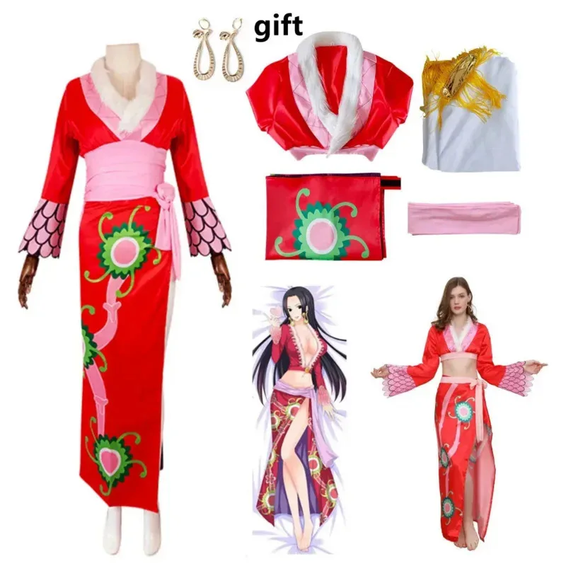 Anime lacca Hancock costumi cosplay impero sexy kimono rosso vestito abbigliamento cosplay parrucca Hancock costumi di Halloween per le donne