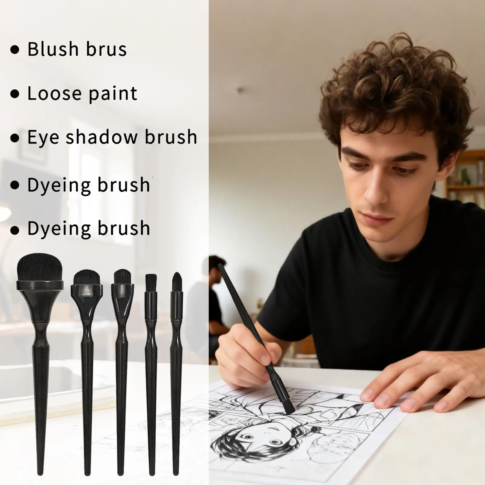 Blending Brushes for Charcoal Drawing 5 Pieces Painting Supplies Ink Painting Brushes for Art Students Teachers Professional