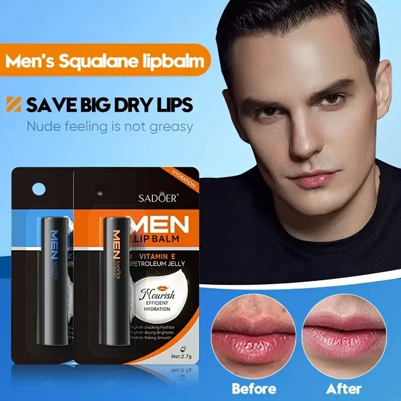 SADOER Männer Lippenbalsam Feuchtigkeitsspendende Anti Rissbildung Anti Falten Pflegende Feuchtigkeitsspendende Lippenstift Männer Lippen Hautpflege Produkte