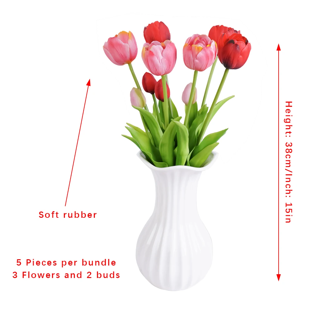 New Soft Glue Multi-Petal Tulip Artificial Flower Real Touch Bouquet 40cm Home Decoration Flower Living Room Floral Decoration